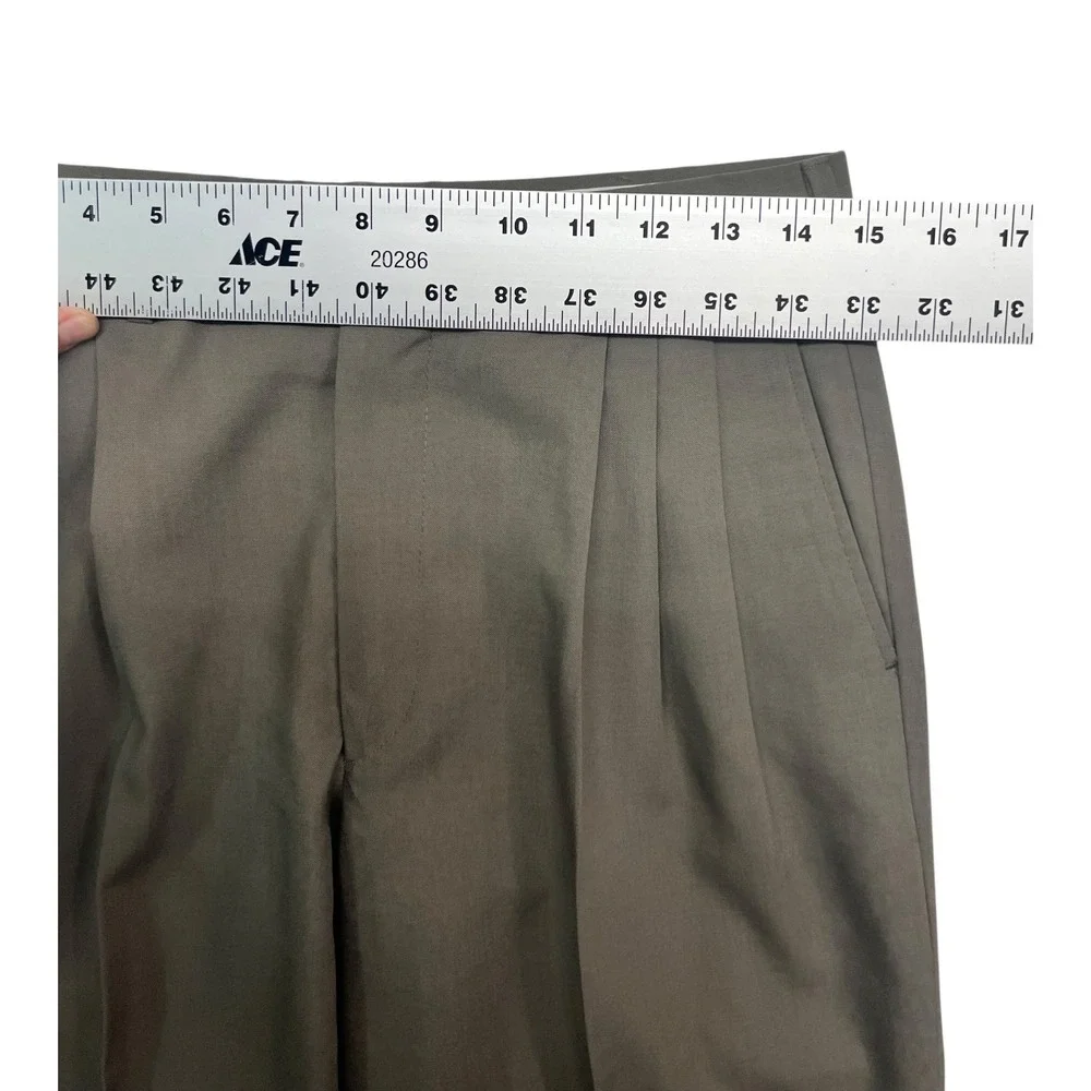 vtg 90s John Henry 30x29 Tan Dress Pants Trousers Wool Blend Pleated Straight